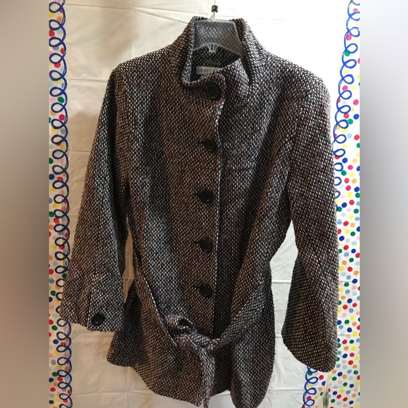 NWT Larry Levine Blackberry Tweed Pea Coat - Picture 1 of 4